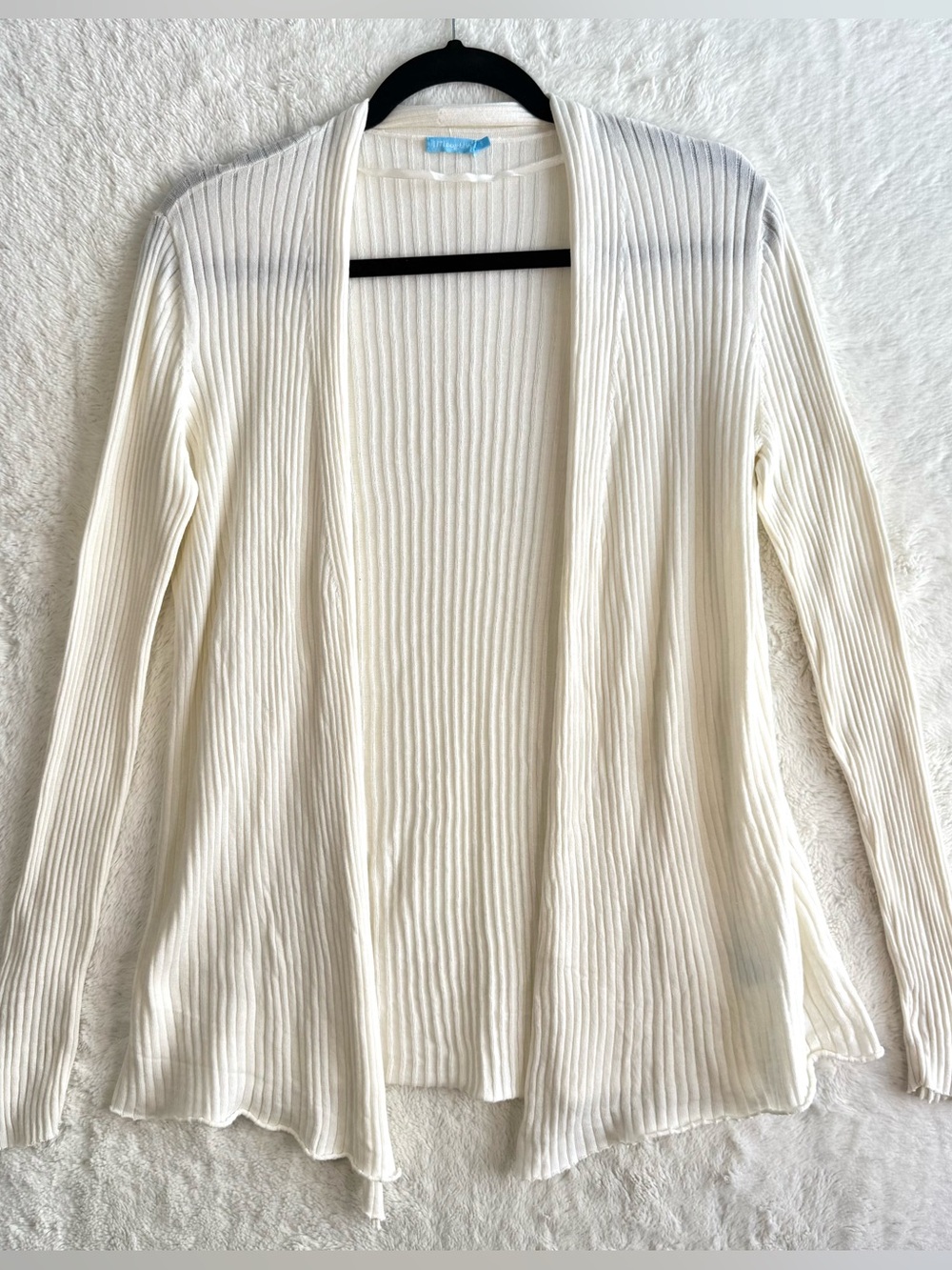 J. Mclaughlin‎ Open Ribbed Knit Cardigan Women’s Small Ivory Minimalist Coastal